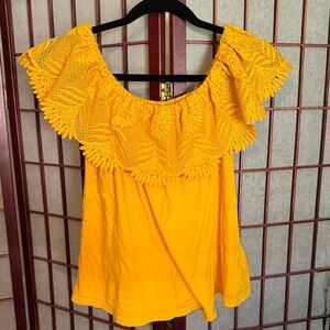 a new day Bright Yellow Ruffle Blouse
